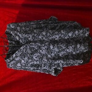 Torrid Black and Gray Skull Blouse